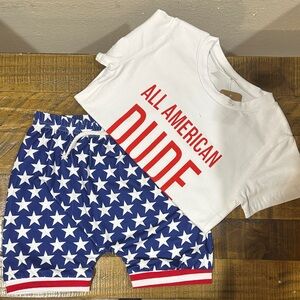 All American Dude T-Shirt and Star Shorts Set